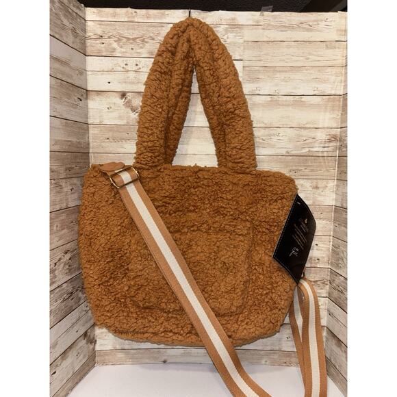 Bumble Bella by Jill Martin Sherpa Bag Brown Tan Fuzzy Plushie Crossbody New - Picture 3 of 8